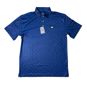 Masters Tech Polo NWT Large Navy Blue AOP Logo Golf Performance Shirt NEW 2025